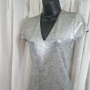 INC Silver Stretchy Shiny Top!